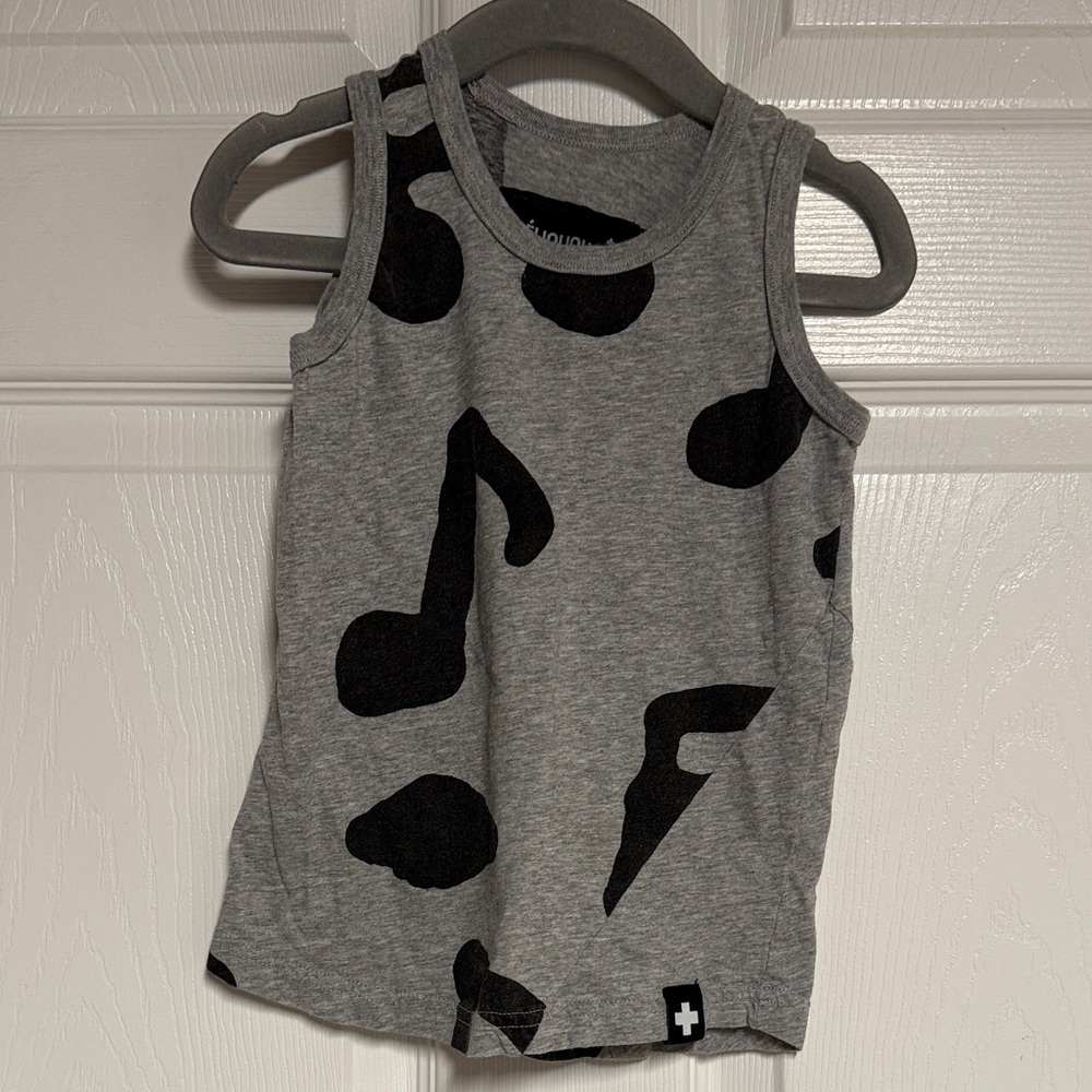 Musical Note Kids Tank Top - Gray and Black